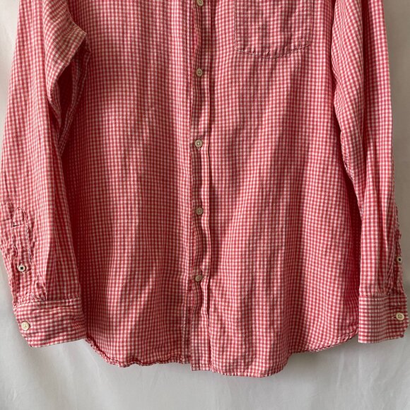 Banana Republic Mens Red White Check Slim Fit Button Down Collared Shirt Size XL - Picture 3 of 12